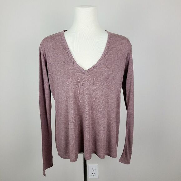 Aritzia Wilfred Free Dusty Rose Brasch Long Sleeve V-Neck T-Shirt XS - Picture 2 of 16